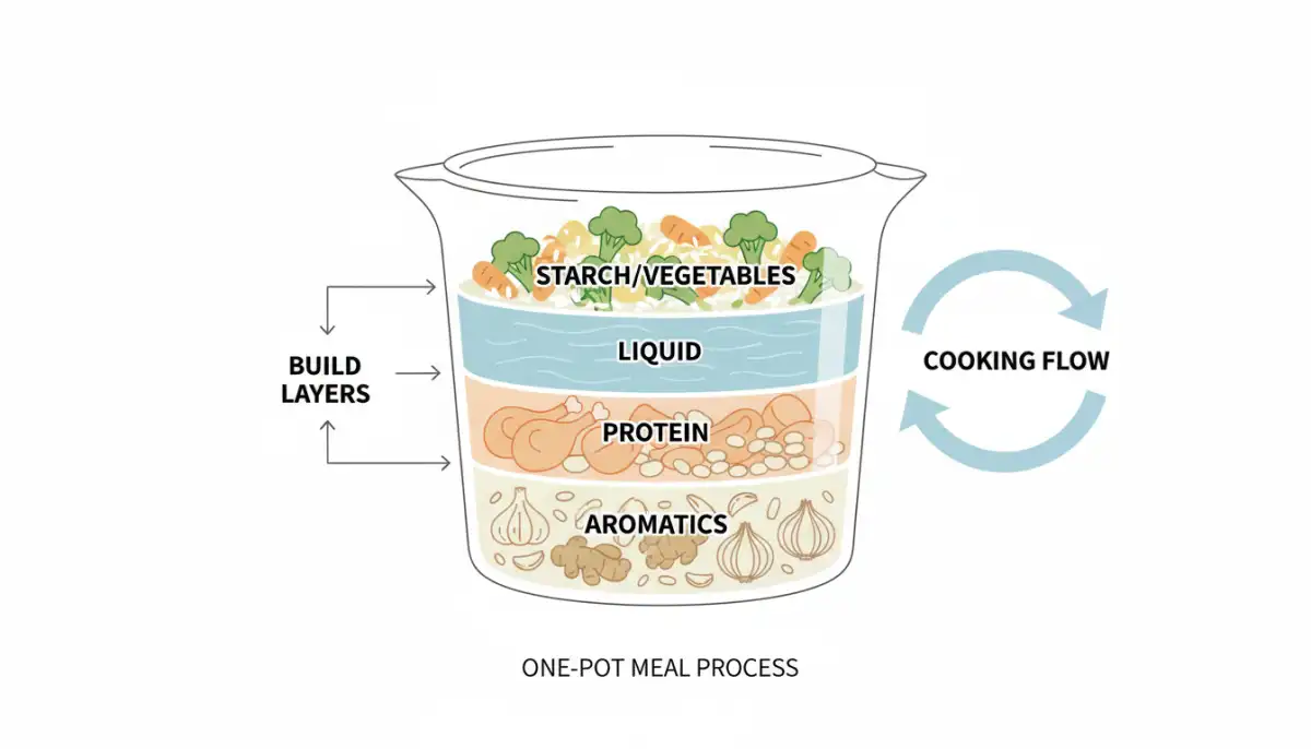 This visual guide breaks down the fundamental steps of building a flavorful one-pot meal, demonstrating how each ingredient layer contributes to a cohesive and delicious dish, perfect for busy weeknights. This visual guide breaks down the fundamental steps of building a flavorful one-pot meal, demonstrating how each ingredient layer contributes to a cohesive and delicious dish, perfect for busy weeknights.